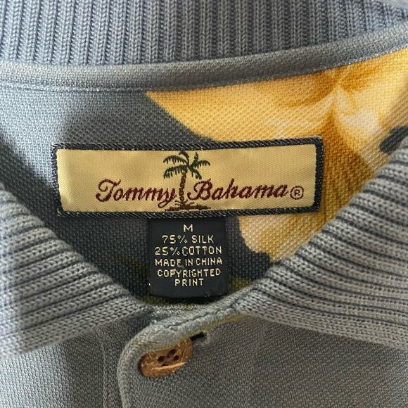 Tommy Bahama 75% Silk Men's Floral Polo Size M - Picture 2 of 4